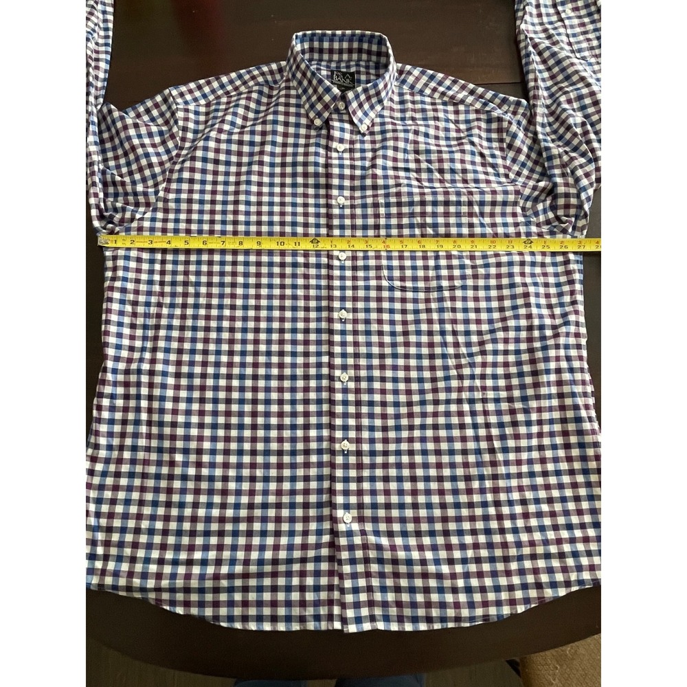 Jos A Bank Travelers Collection Mens XL Purple Blue Gingham Shirt Long Sleeve‎ - Picture 4 of 6